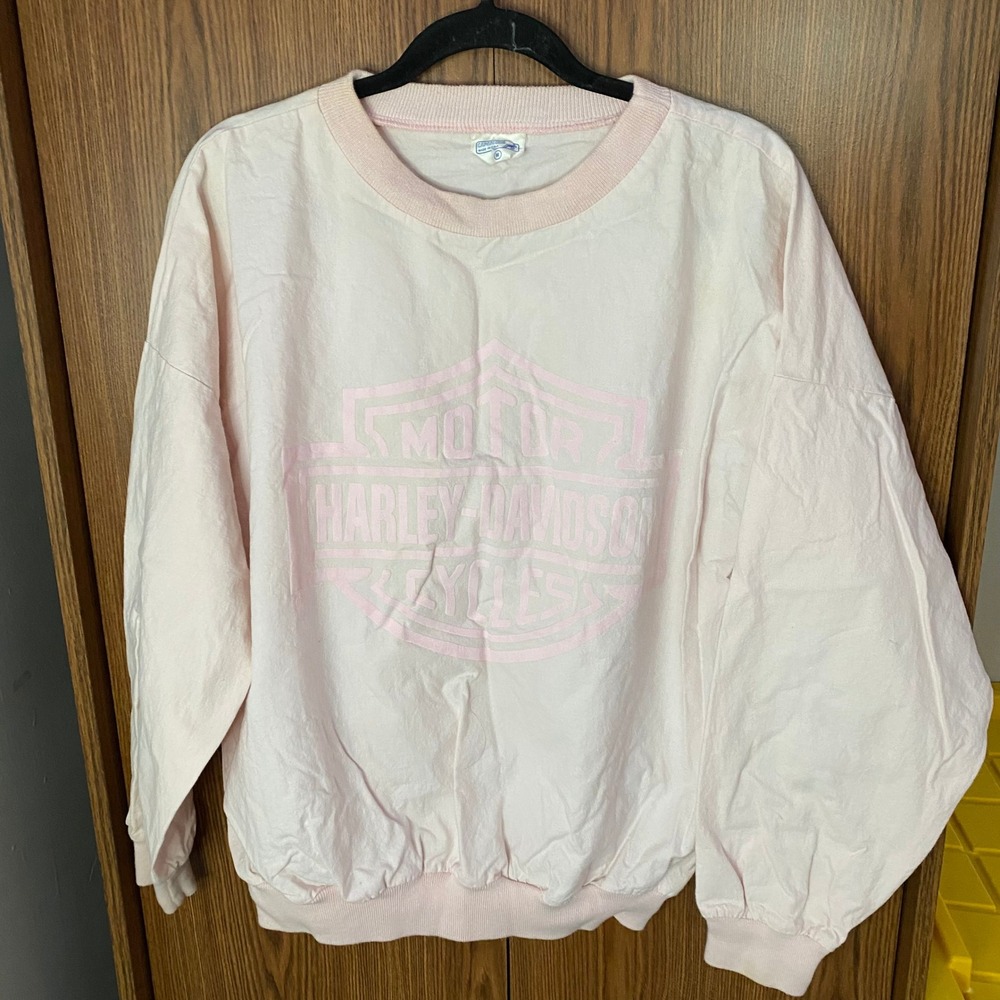 Capricorn Harley Davidson Sweatshirt Womens Medium Pink Vintage Graphic Pullover